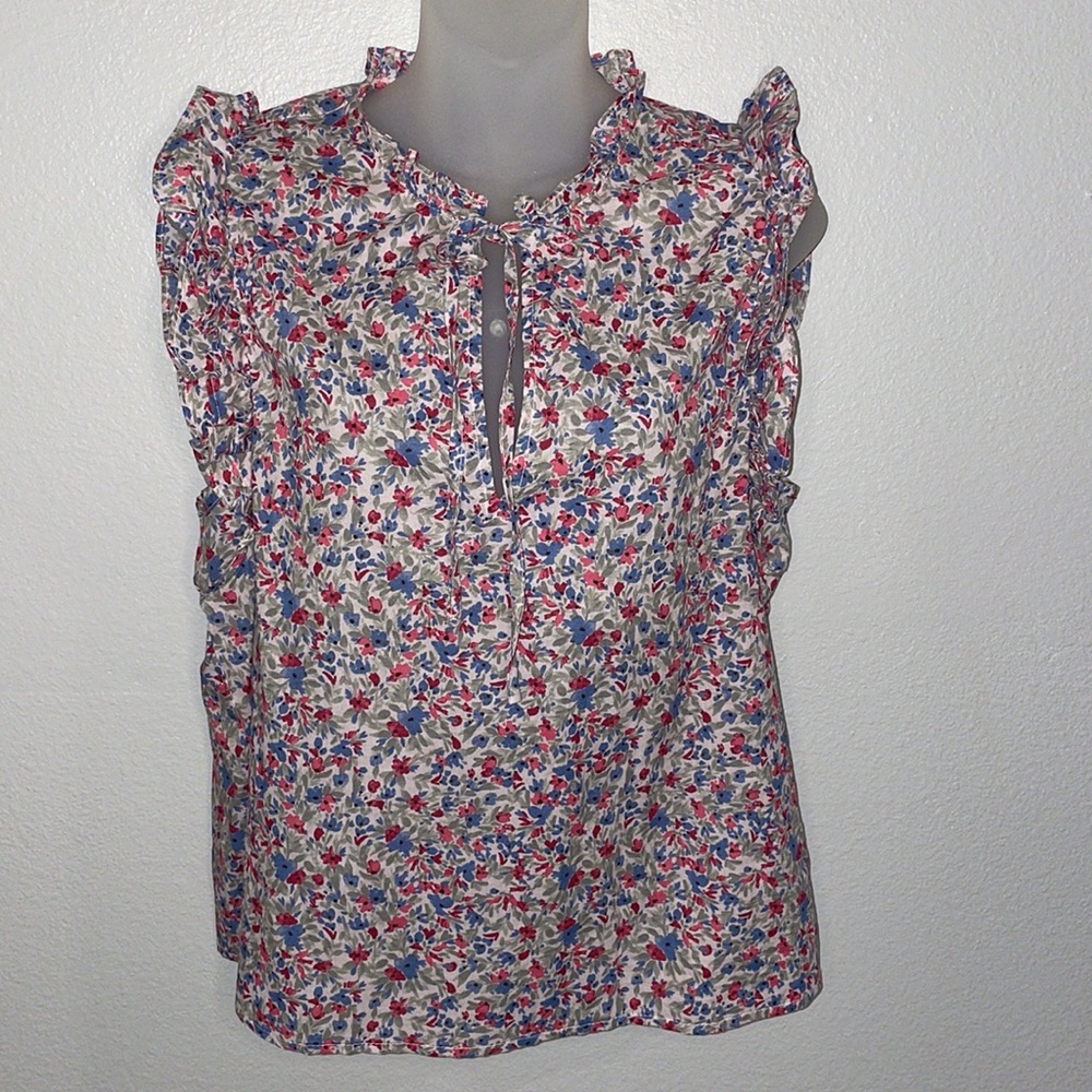 BB Dakota Steve Madden sleeveless blouse ruffles floral print ladies Medium top